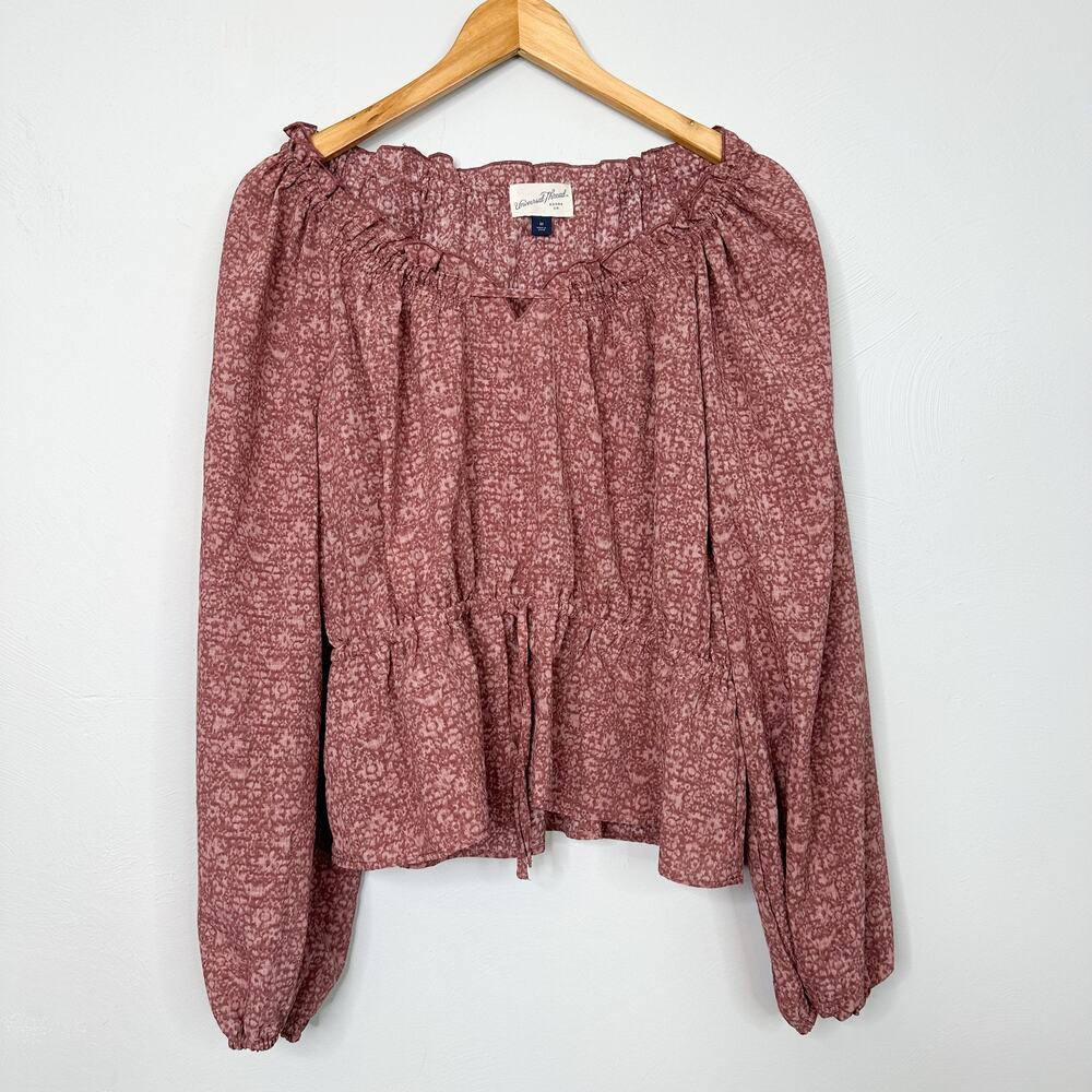 Universal Thread Mauve Abstract Print Peasant Blouse